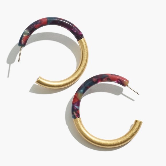 Madewell Jewelry - Madewell Half Acetate Gold Plated Hoop Earrings